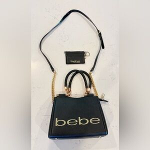 Bebe Black “Fabiola” Handbag Crossbody w/credit card case